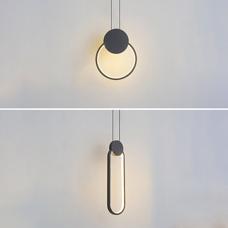 Black Geometric LED Pendant Light in Modern Concise Style Aluminium Hanging Lamp with Acrylic Shade