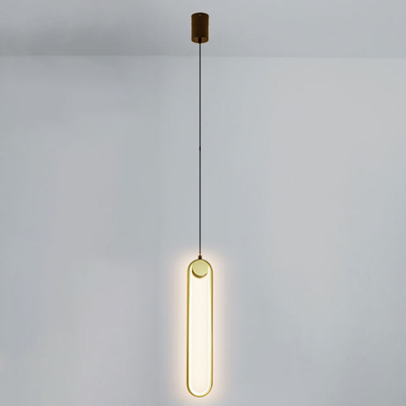 Oblong LED Hanging Lamp in Modern Minimalist Style Wrought Iron Pendant Light with Silicone Shade