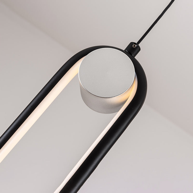 Oblong LED Hanging Lamp in Modern Minimalist Style Wrought Iron Pendant Light with Silicone Shade