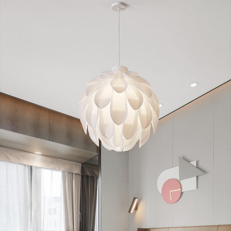 Wit led hanglamp in moderne beknopte stijl smeedijzeren hangende lamp met plastic schaduw