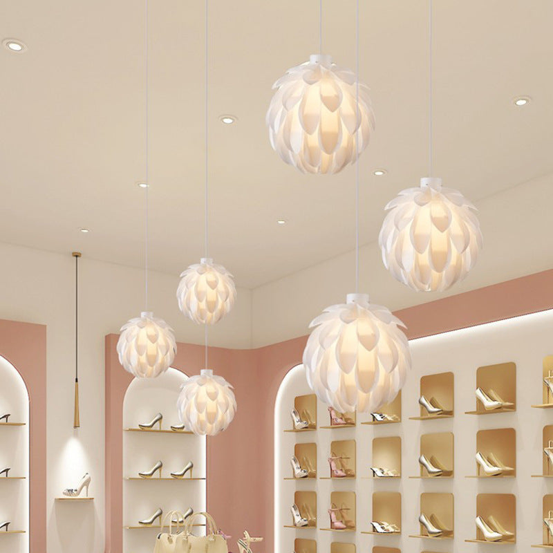 Wit led hanglamp in moderne beknopte stijl smeedijzeren hangende lamp met plastic schaduw