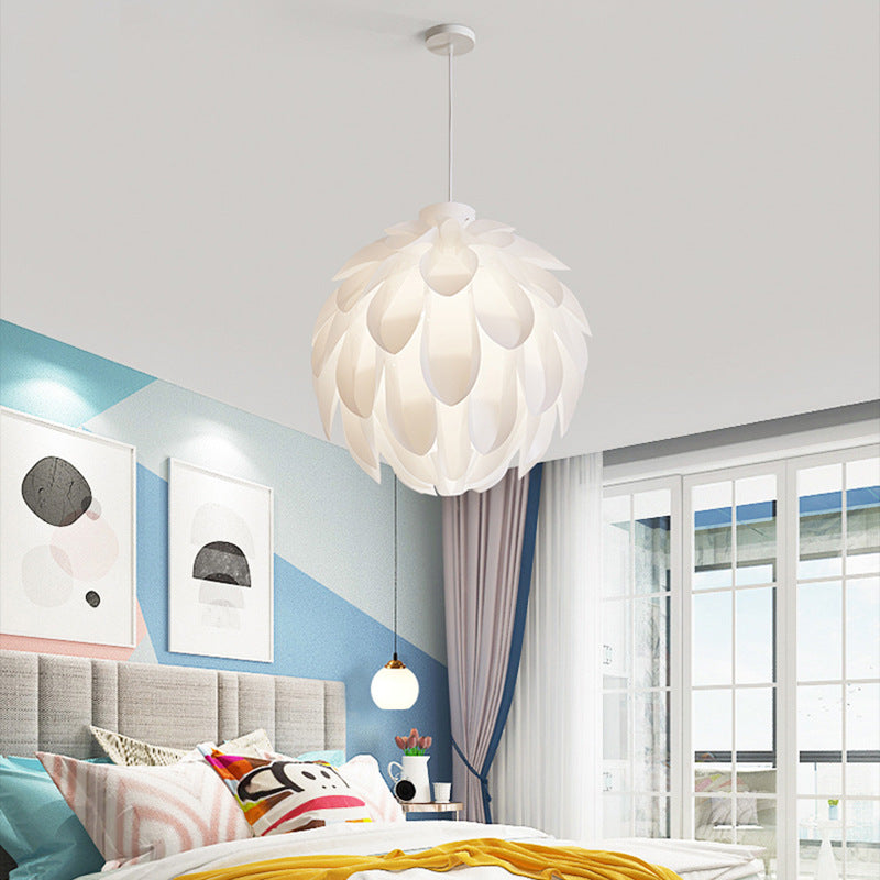 Wit led hanglamp in moderne beknopte stijl smeedijzeren hangende lamp met plastic schaduw