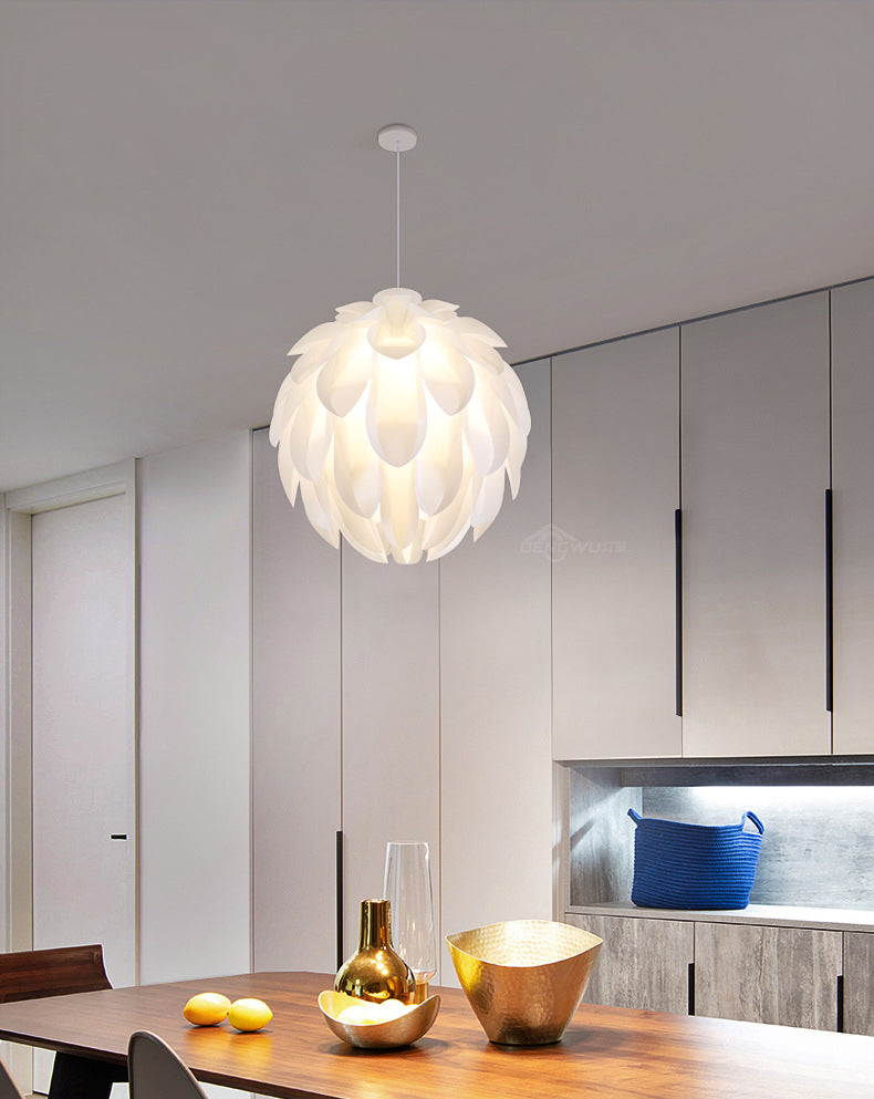 Wit led hanglamp in moderne beknopte stijl smeedijzeren hangende lamp met plastic schaduw