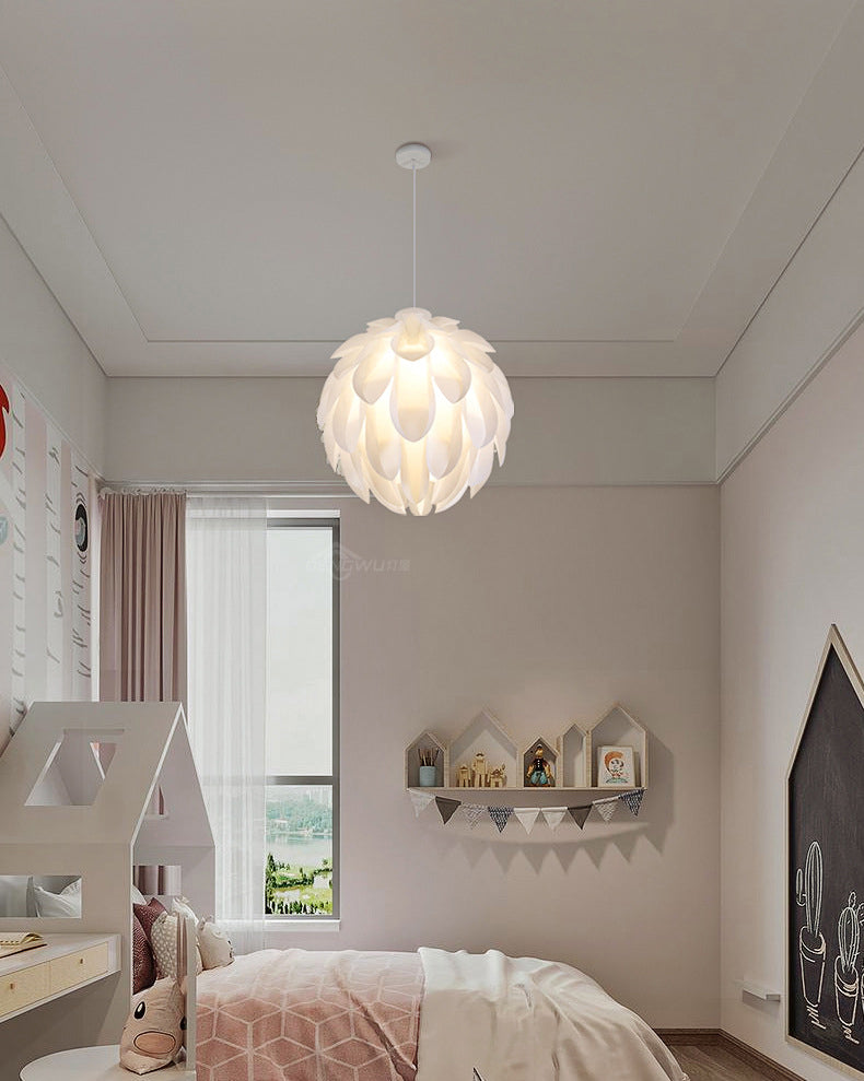 Wit led hanglamp in moderne beknopte stijl smeedijzeren hangende lamp met plastic schaduw