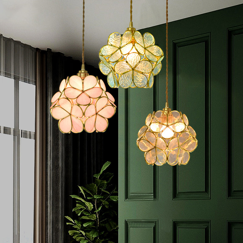 Tiffany-Style Floral Pendant Lighting Fixture Stained Glass Suspension Pendant Light