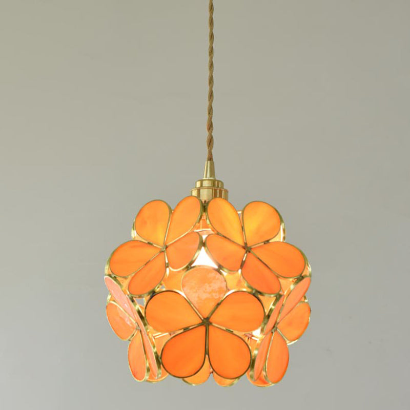 Tiffany-Style Floral Pendant Lighting Fixture Stained Glass Suspension Pendant Light