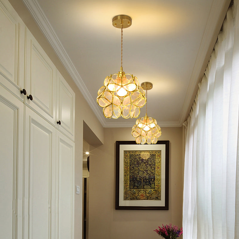 Tiffany-Style Floral Pendant Lighting Fixture Stained Glass Suspension Pendant Light