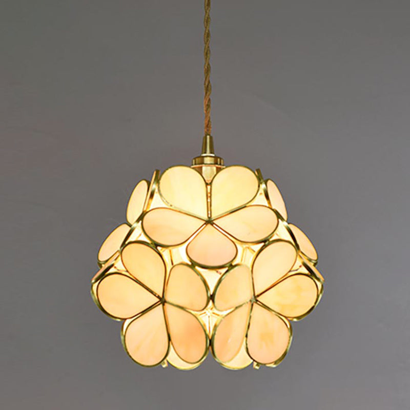 Tiffany-Style Floral Pendant Lighting Fixture Stained Glass Suspension Pendant Light