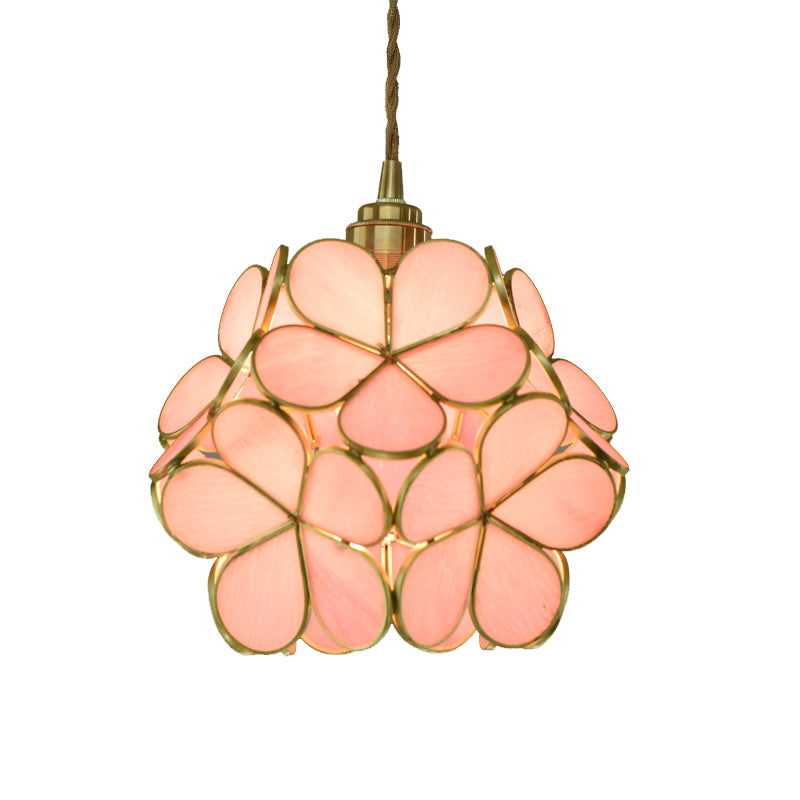 Tiffany-Style Floral Pendant Lighting Fixture Stained Glass Suspension Pendant Light