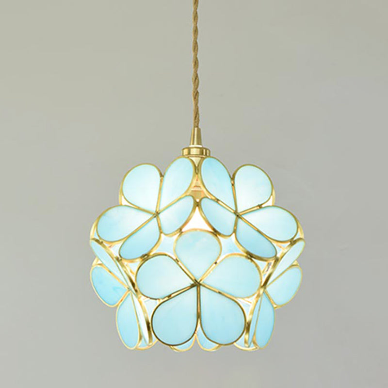 Tiffany-Style Floral Pendant Lighting Fixture Stained Glass Suspension Pendant Light