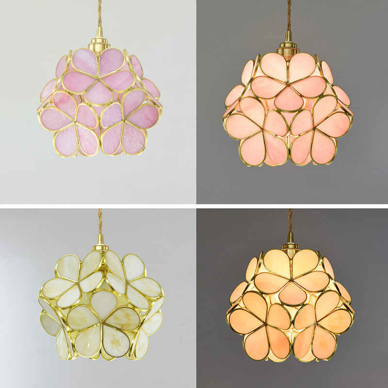 Tiffany-Style Floral Pendant Lighting Fixture Stained Glass Suspension Pendant Light