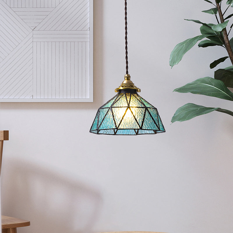 Luz de techo colgante de dormitorio Luz de techo colgante Tiffany con vidrieras cónicas