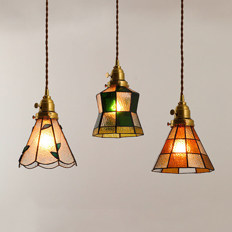 Gearceerde hanger verlichtingsarmatuur Tiffany -stijl gebrandschilderd glasvering hanglampje