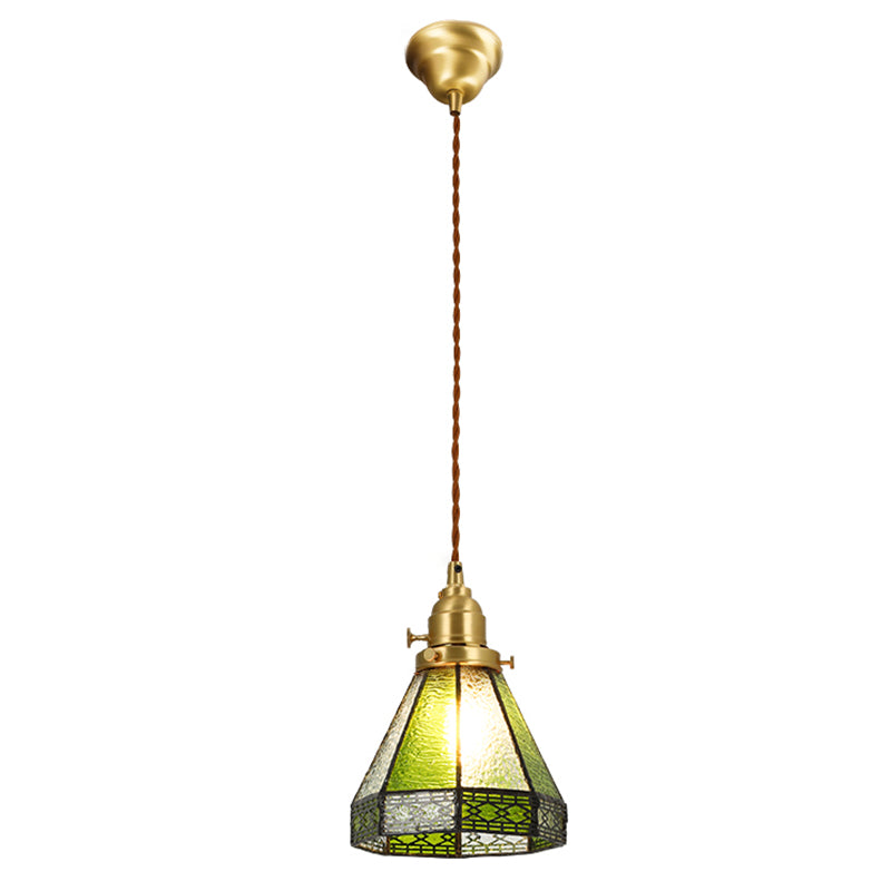 Shaded Pendant Lighting Fixture Tiffany Style Stained Glass Suspension Pendant Light