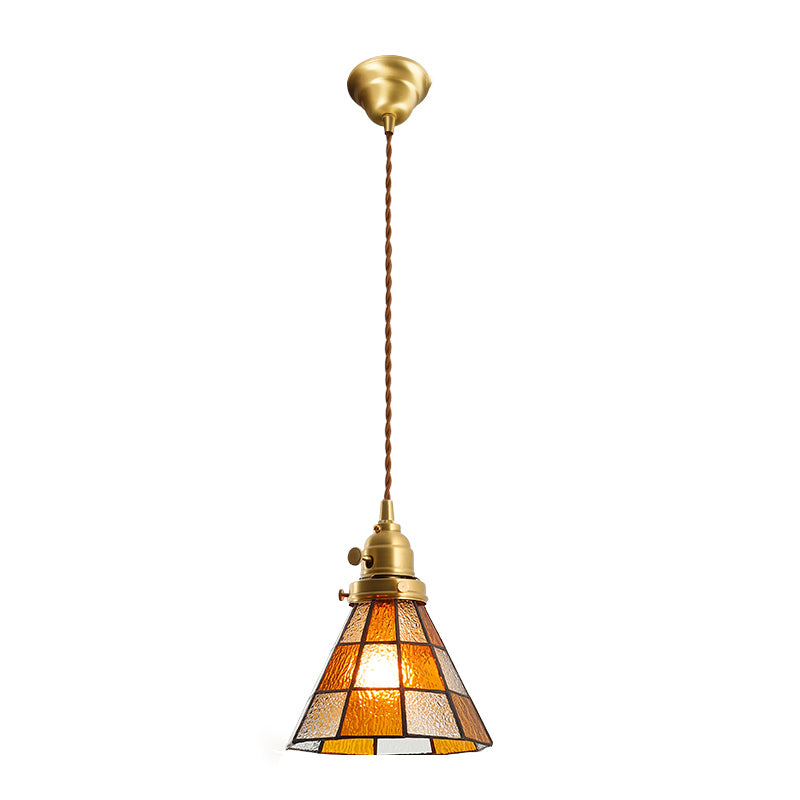 Shaded Pendant Lighting Fixture Tiffany Style Stained Glass Suspension Pendant Light