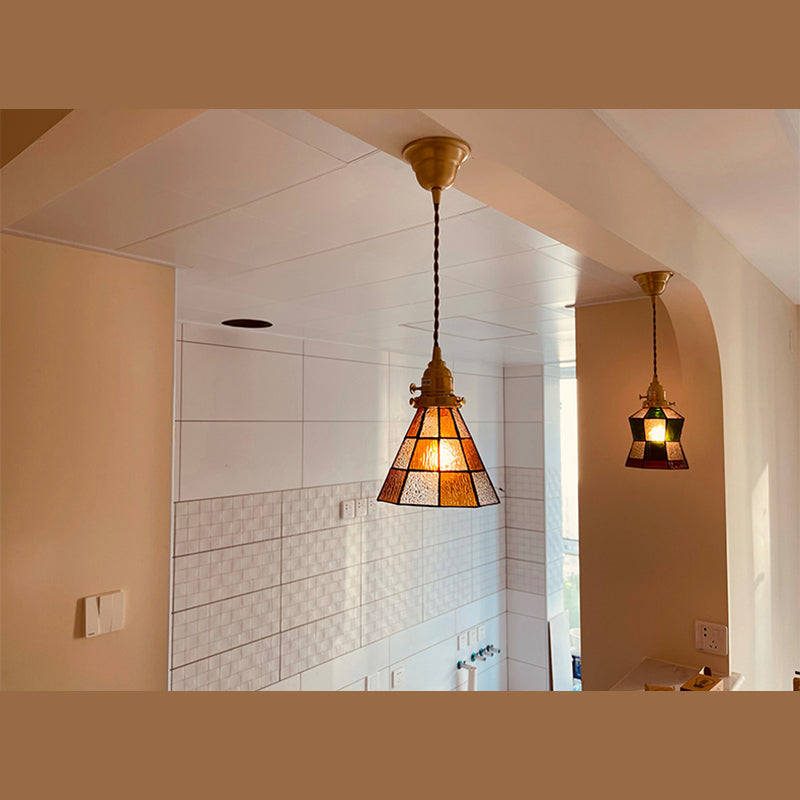 Gearceerde hanger verlichtingsarmatuur Tiffany -stijl gebrandschilderd glasvering hanglampje