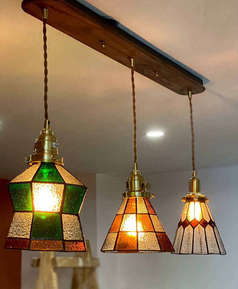 Gearceerde hanger verlichtingsarmatuur Tiffany -stijl gebrandschilderd glasvering hanglampje