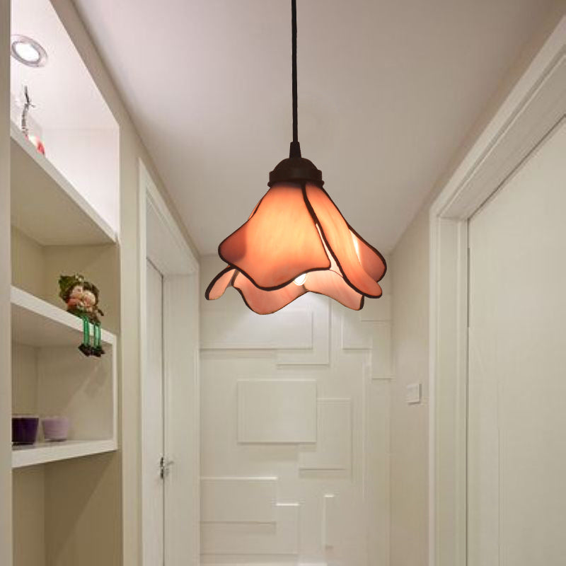 Lotus gebrandschilderde glazen hanglampverlichting armatuur Tiffany -stijl gesuspendeerd verlichtingsarmatuur