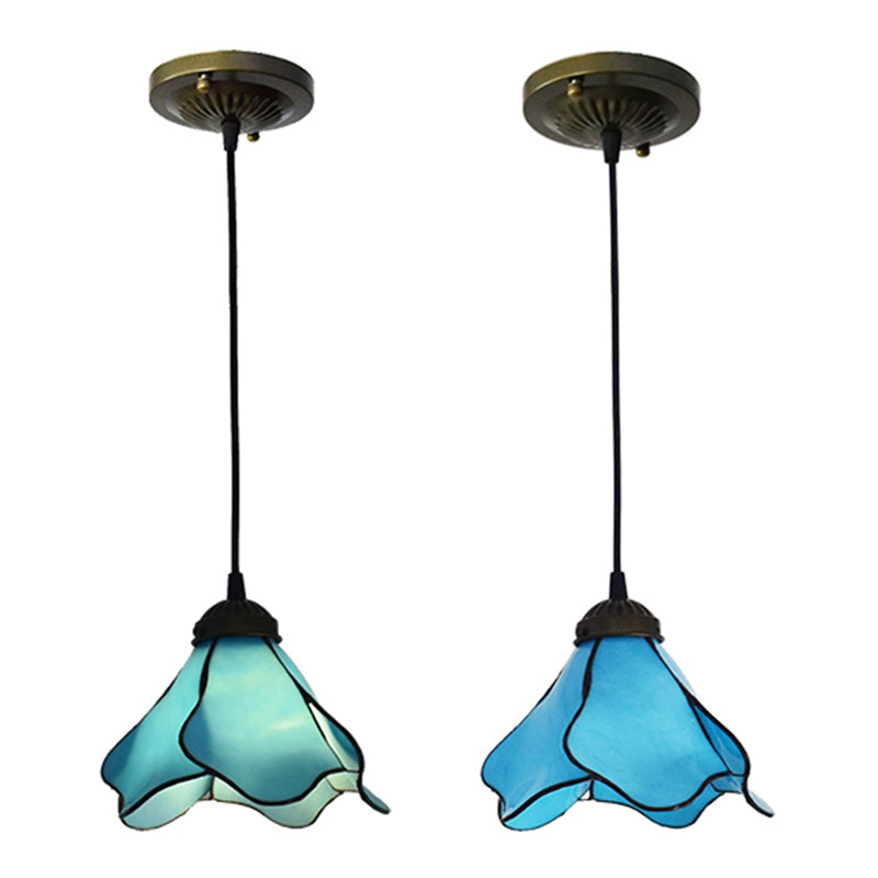 Lotus Stained Glass Pendant Lighting Fixture Tiffany Style Suspended Lighting Fixture