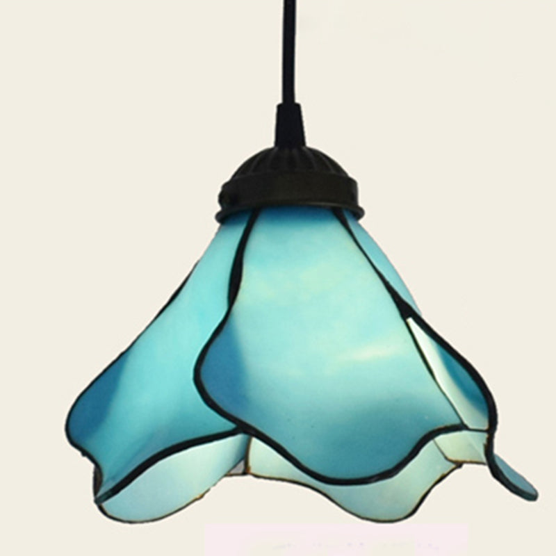 Lotus Stained Glass Pendant Lighting Fixture Tiffany Style Suspended Lighting Fixture