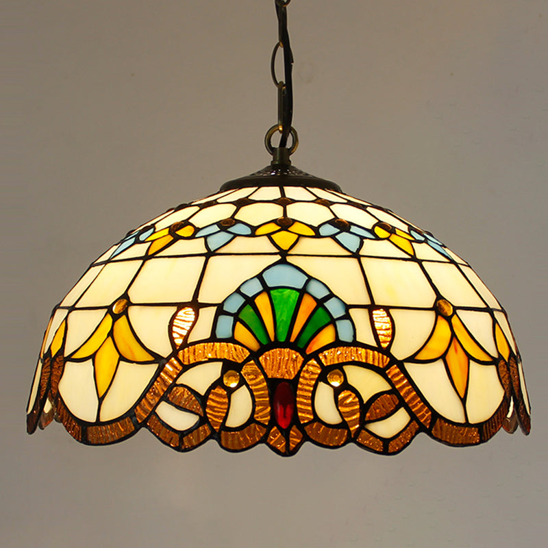 Buntkunstglas gewölbter Anhängerleuchte Barock beige hängende Leuchte