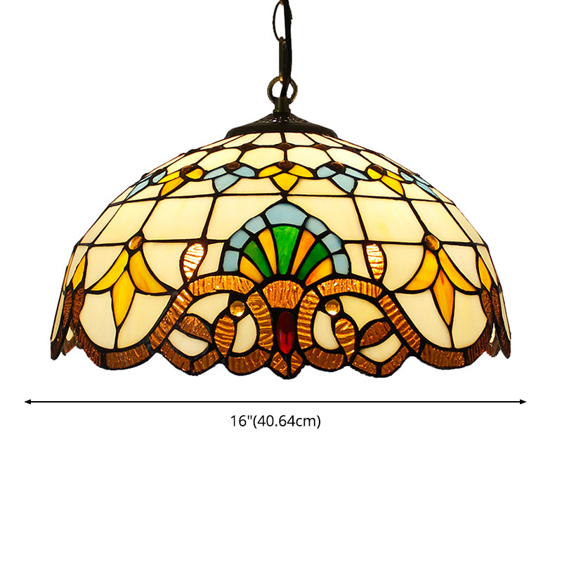 Buntkunstglas gewölbter Anhängerleuchte Barock beige hängende Leuchte