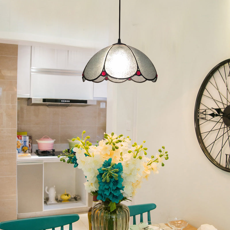 Bowl Pendant Lighting Fixture Tiffany Style Stained Glass Suspension Pendant Light