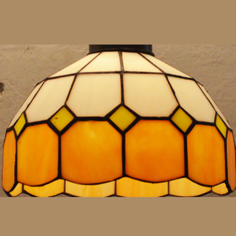 Bowl Pendant Lighting Fixture Tiffany Style Stained Glass Suspension Pendant Light