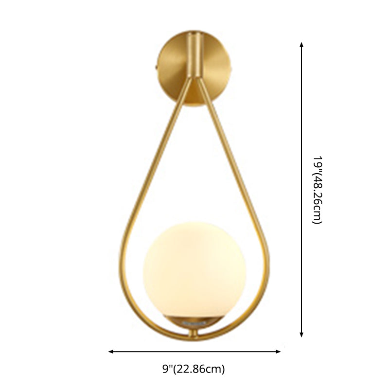 Ball Shaped Bedroom Wall Sconce Lighting Glass Simplicity Style Sconce Light Fixture in Gold