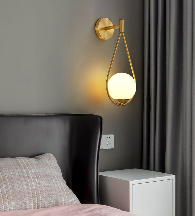 Ball Shaped Bedroom Wall Sconce Lighting Glass Simplicity Style Sconce Light Fixture in Gold