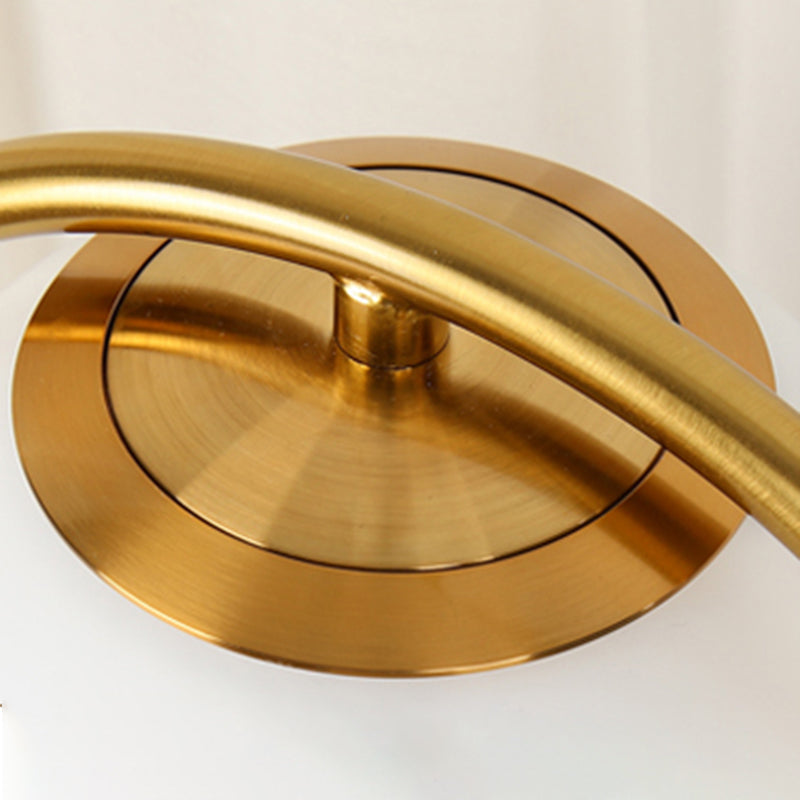 Gouden Gouslandeck tafellamp Modern 1-licht wit glas nachtkastje licht met balschaduw