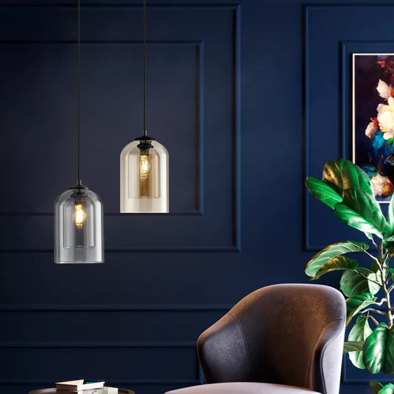 1 éclairage pendentif à cylindre léger moderne simplicité en verre pendant plafond pour restaurant