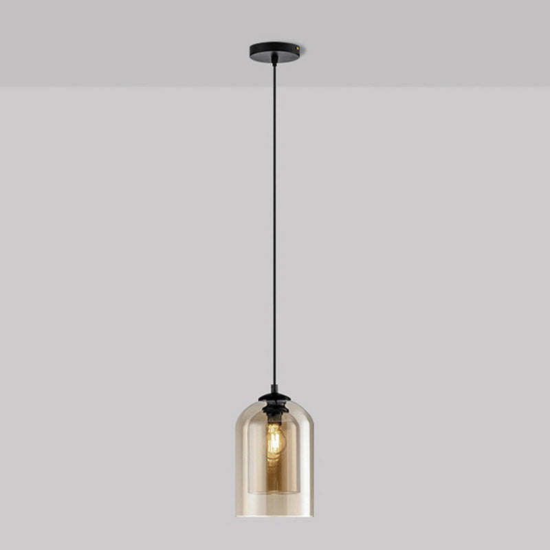 1 éclairage pendentif à cylindre léger moderne simplicité en verre pendant plafond pour restaurant