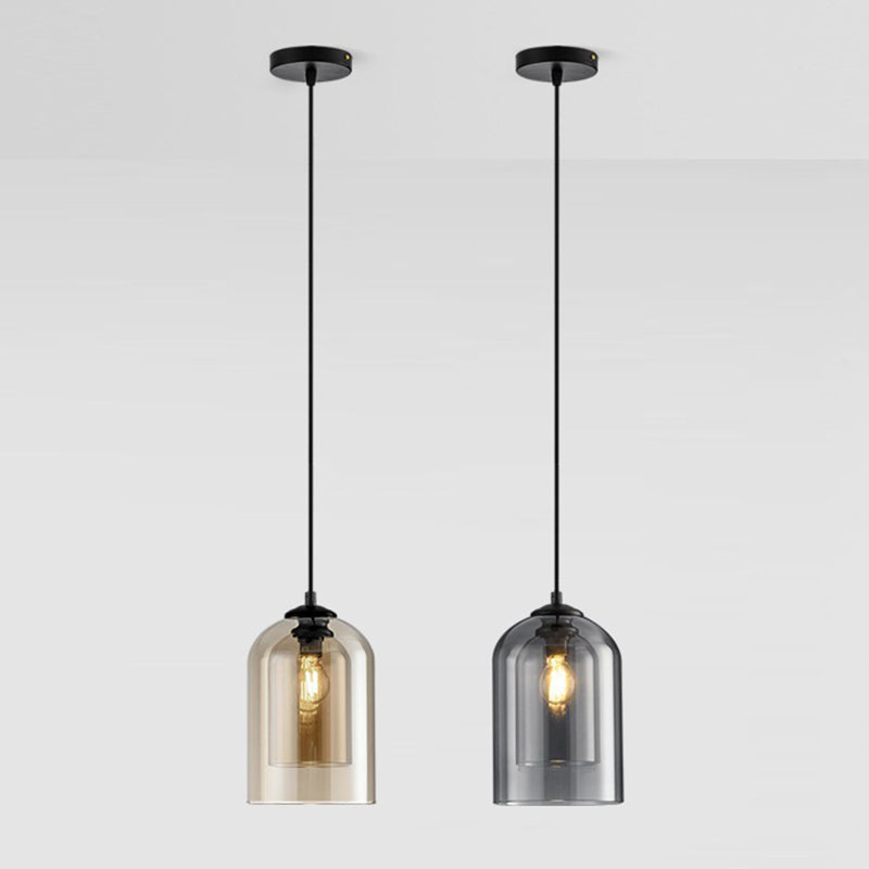 1 éclairage pendentif à cylindre léger moderne simplicité en verre pendant plafond pour restaurant