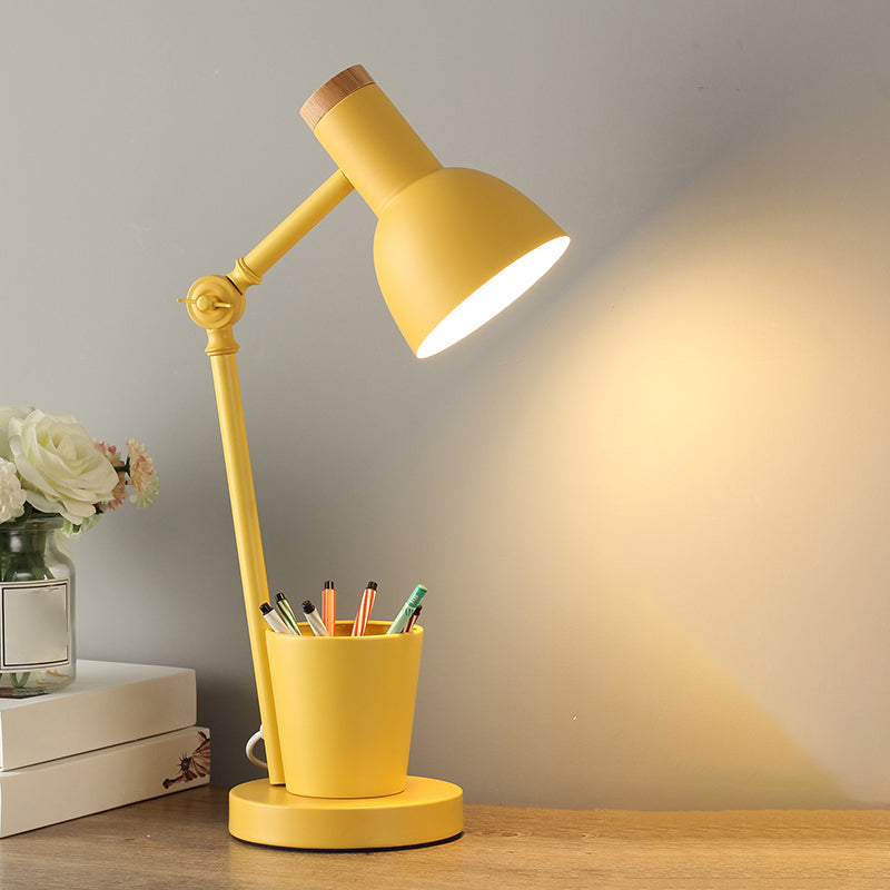 Lampada da scrivania per sala studio con braccio oscillante Lampada da lettura in stile Macaron a 1 testa in metallo con portapenne