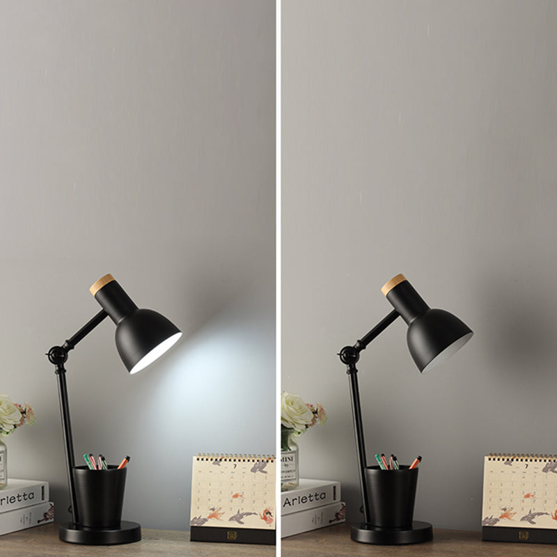 Lampada da scrivania per sala studio con braccio oscillante Lampada da lettura in stile Macaron a 1 testa in metallo con portapenne
