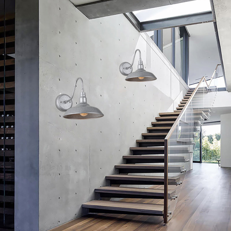 10 "/ 14" Light 1 Light Dousse d'appareil Éclairage mural en métal argenté industriel pour extérieur