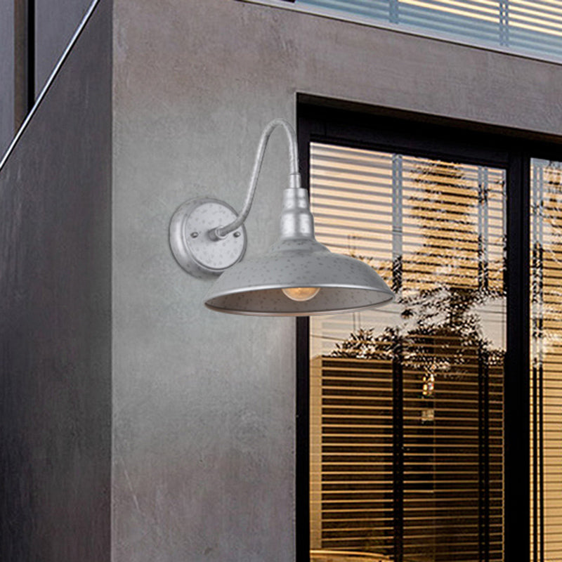 10 "/ 14" Light 1 Light Dousse d'appareil Éclairage mural en métal argenté industriel pour extérieur