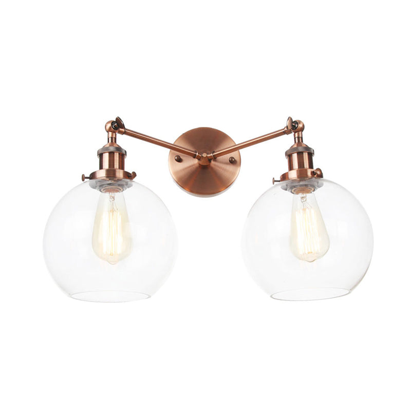 Schwarz/Chrom/Kupfer 2 Lichter Wandmontage Light Bauernhaus Globe Leuchten für Wohnzimmer