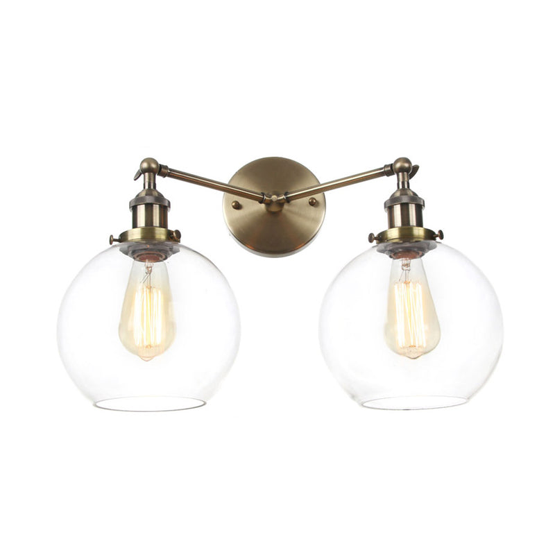 Black/Chrome/Copper 2 Lights Wall Mount Light Farmhouse Globe Sconce Lighting Fixture  for Living Room