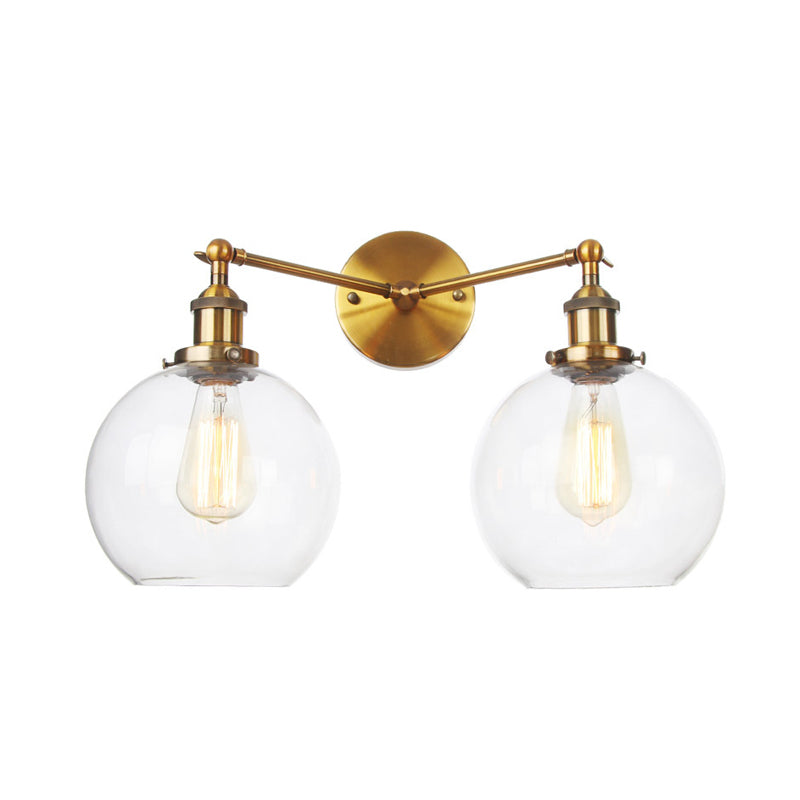 Schwarz/Chrom/Kupfer 2 Lichter Wandmontage Light Bauernhaus Globe Leuchten für Wohnzimmer