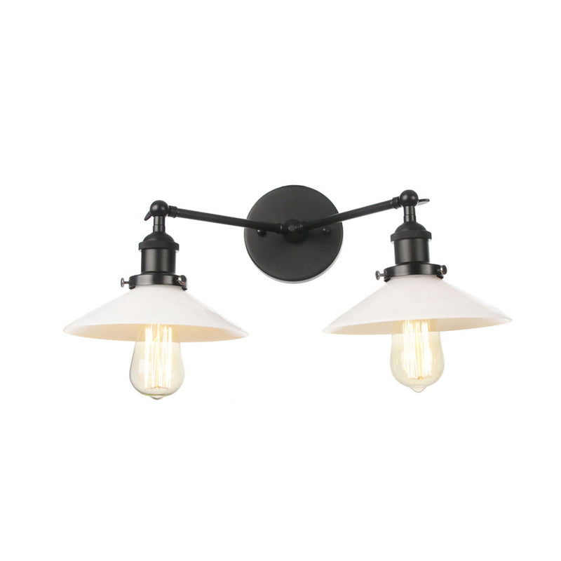 2 lichten wandhangende licht vintage kegel opaal glazen sconce verlichtingsarmatuur in brons/koper/messing