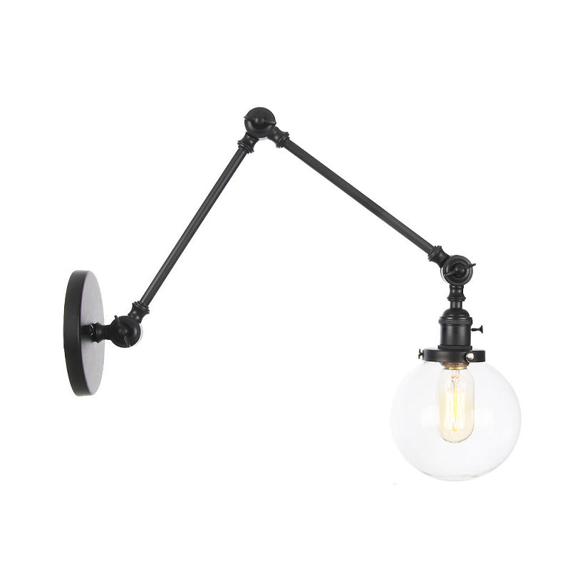1 support léger en verre transparent / ambre léger Light Vintage Chrome / Copper / Bronze Orb Living Room Appince lampe avec bras réglable, 8 "+8" / 8 "+8" +8 "L