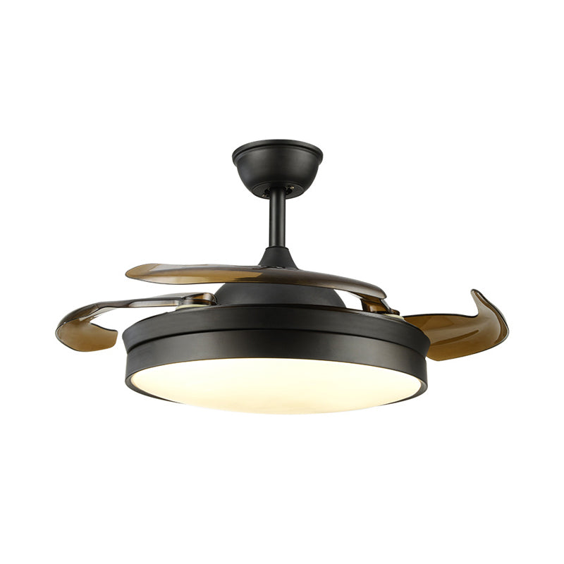 Schwarz 16 "/19.5" W LED Deckenlüfter klassische Acryltrommel Halbflushbeleuchtung, Frequenzumwandlung/Fernbedienung