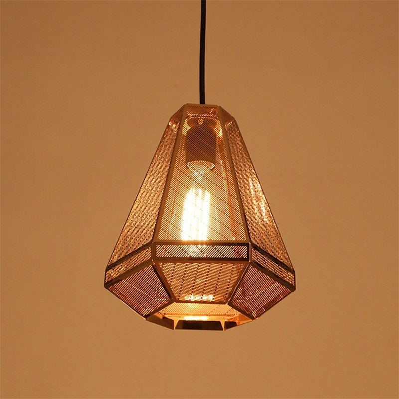 Éclairage suspendu de diamant de campagne 9 "/ 10" / 12 "W 1 lampe de plafond pendentif en métal en or pour le salon
