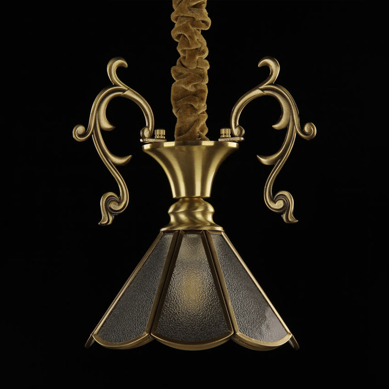 Brass Scallop Ceiling Pendant Colonial Seeded Glass 1 Light Dining Room Hanging Lamp Fixture
