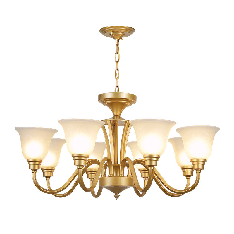 Sputnik Metal Chandelier Lighting Vintage 3/5/6 Bulbes Plafond salon Pendant en or avec nuance en verre blanche évasée