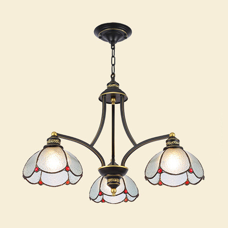 Lampadario a soffitto smerlato 3/6/8 luci colorate in vetro illuminazione a sospensione Tiffany in rosso/giallo per soggiorno