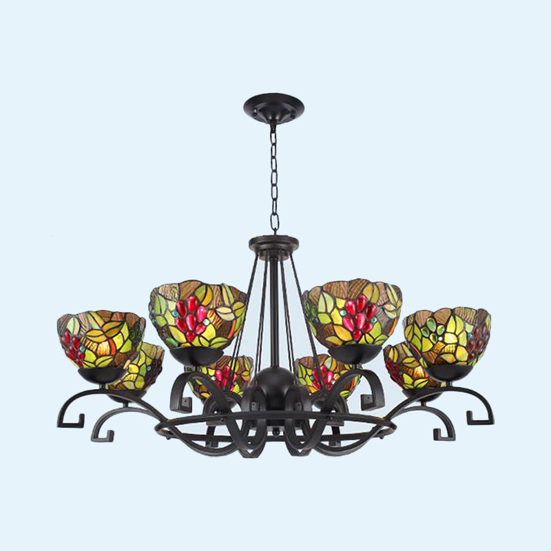 Black Curbed Chandelier Light Tiffany 3/6/8 LUMIÈRES PENDANT DE SUSPENSION DE SUPPRIMANCE VIE