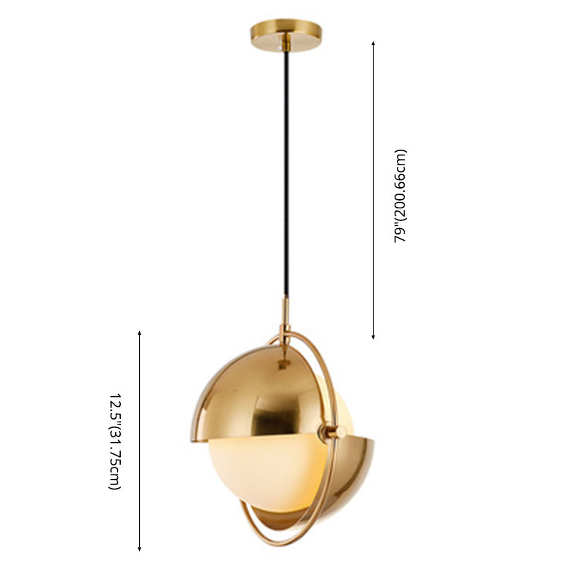 Modern Creative Globe Pendant Light Metal Single Hanging Lamp with Glass Shade